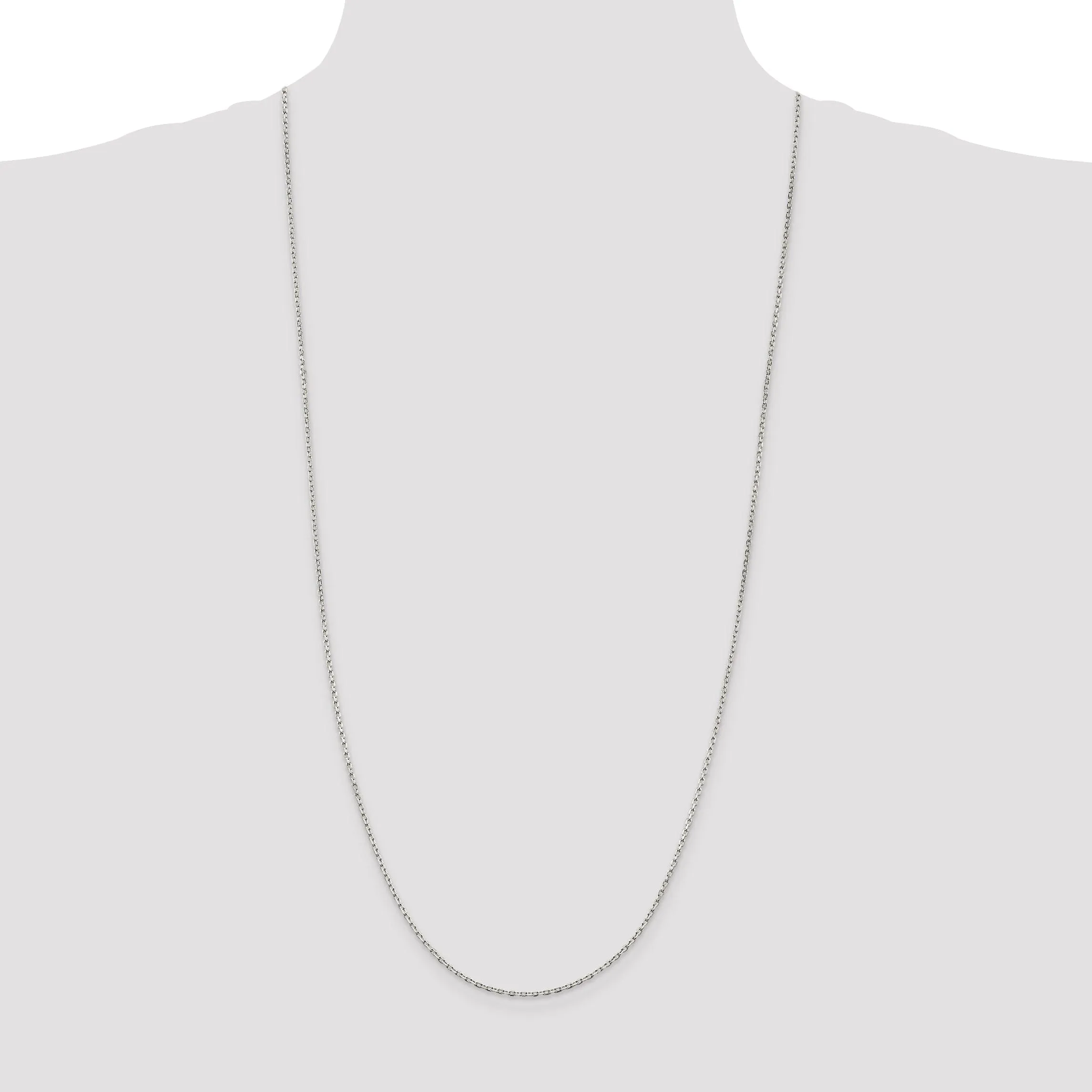 Silver Polished 1.50mm Beveled Oval Cable Chain