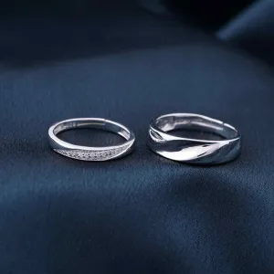 Silver Sparkling Love Couple Bands