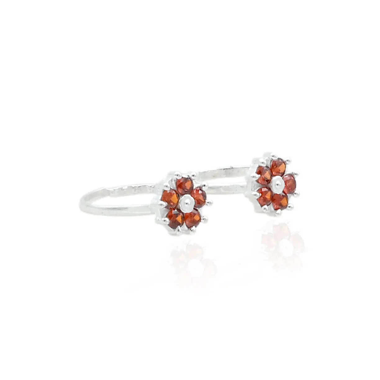 Silver Sparkling Orange Flower Toe Rings