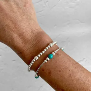 Silver Turquoise Gemstone Bracelet Set