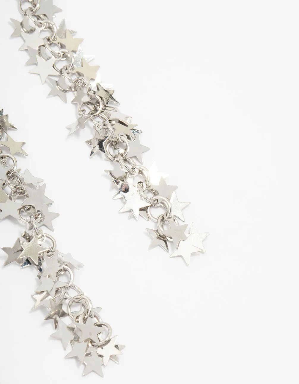 Silver Waterfall Star Drop Earrings