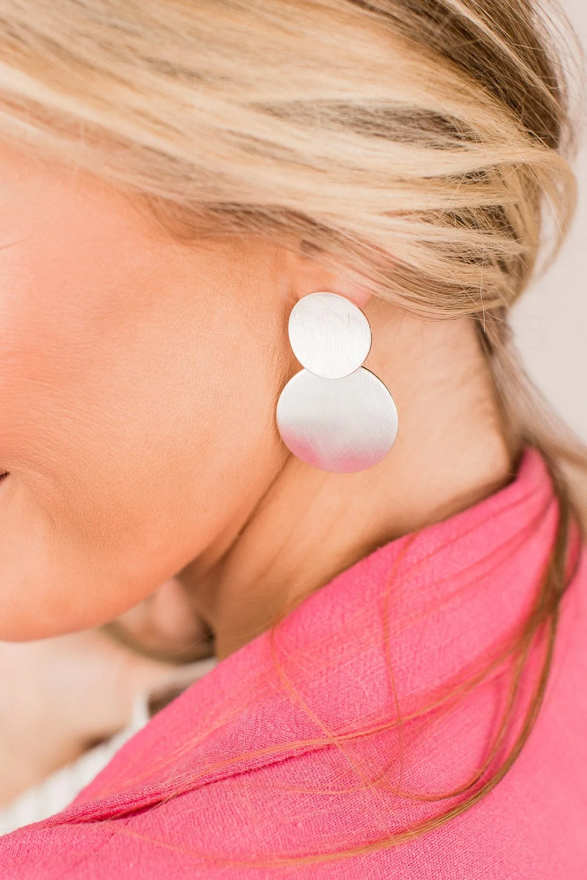Simply Dazzling Pendant Earrings- Silver