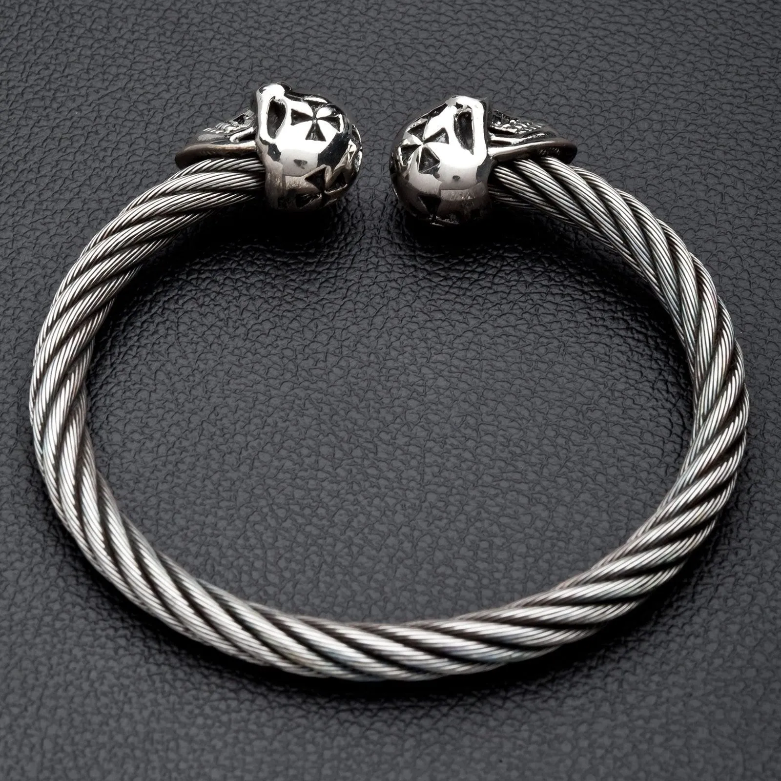 Skull Silver Bangle Bracelet
