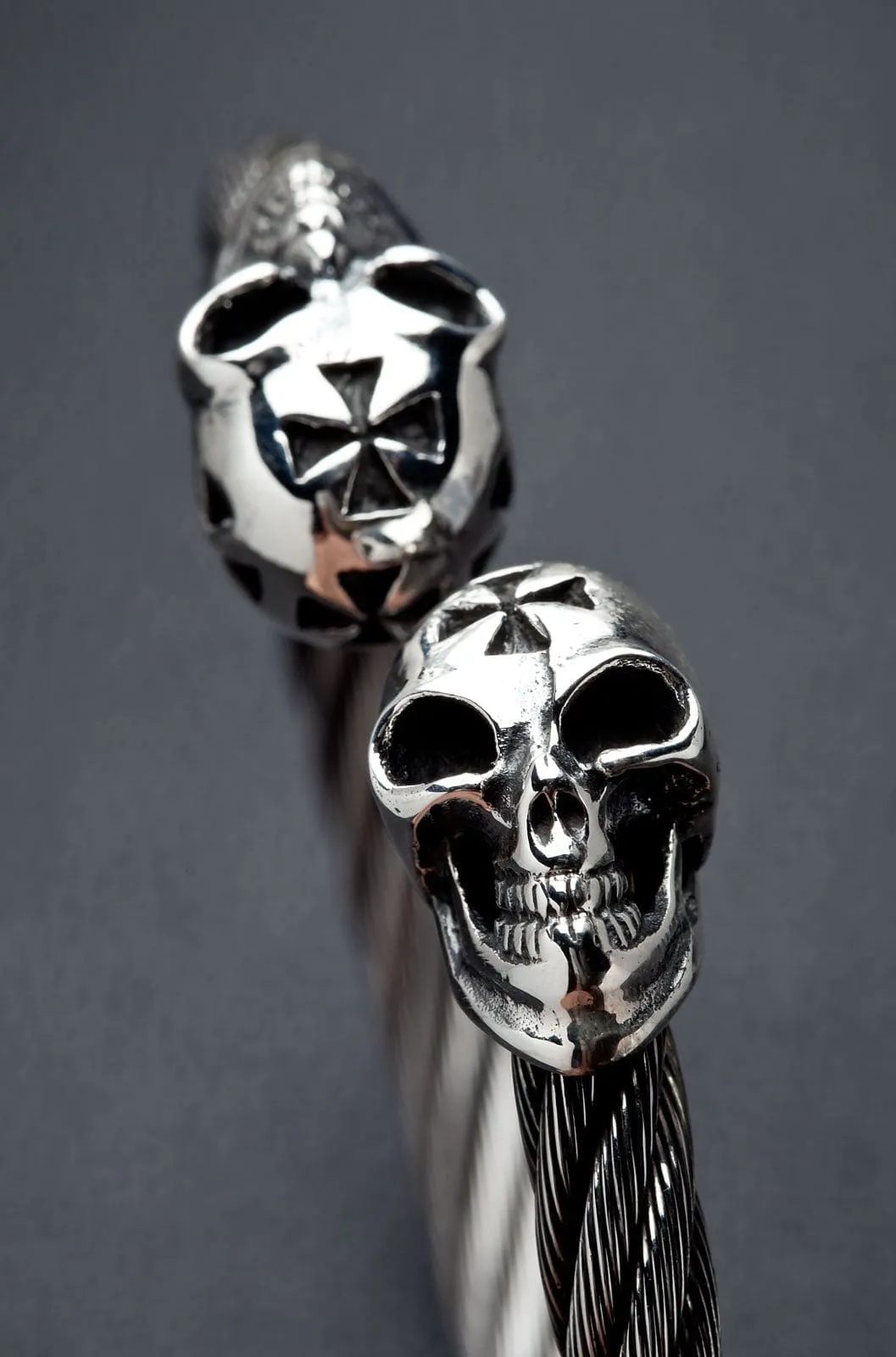 Skull Silver Bangle Bracelet
