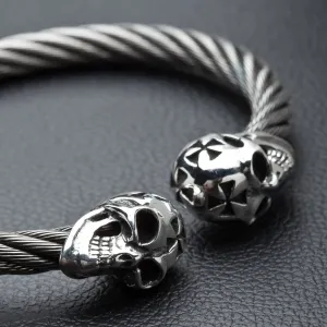 Skull Silver Bangle Bracelet