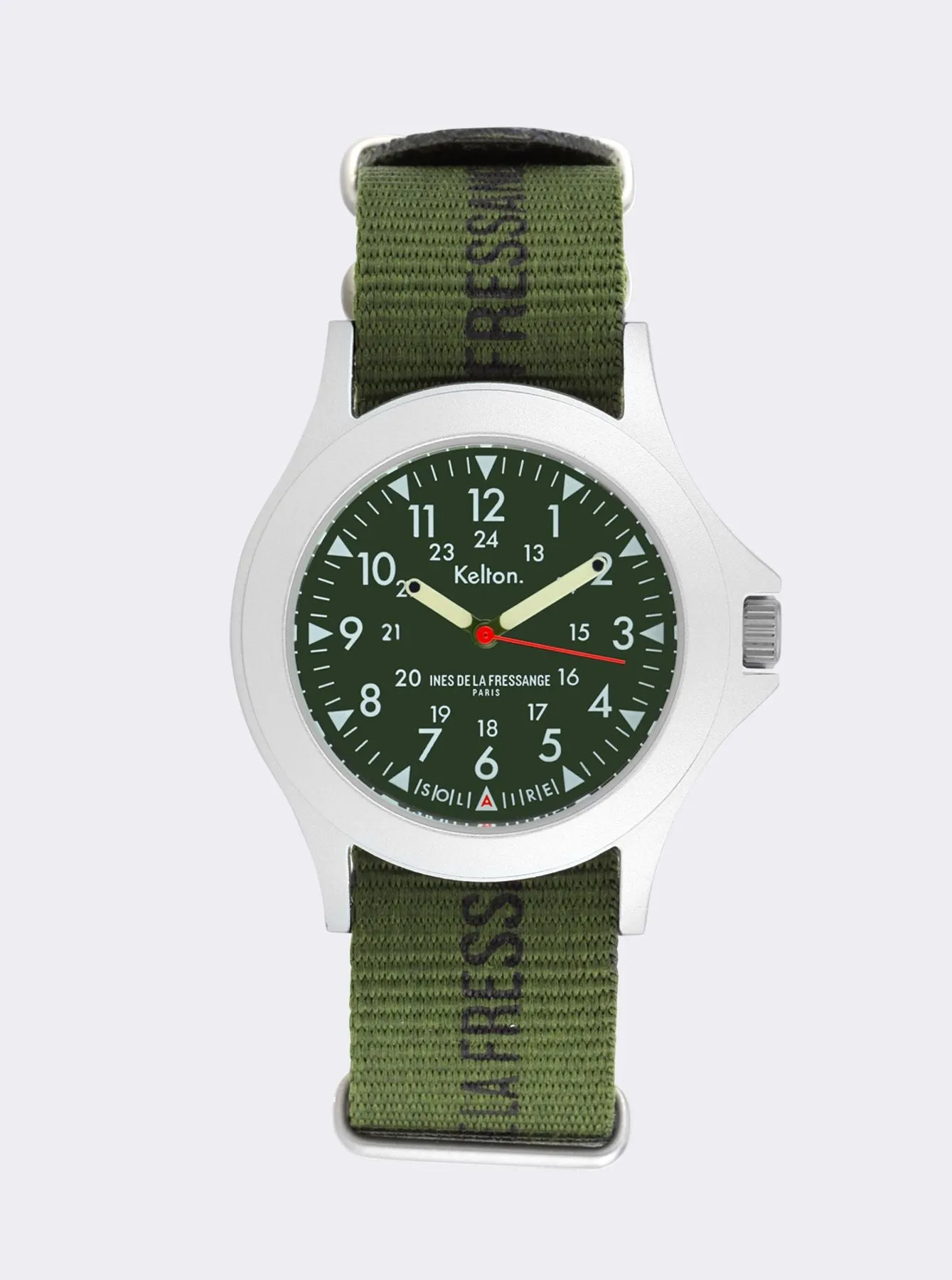 Solaire Field kaki watch Kelton x Ines de la Fressange Paris