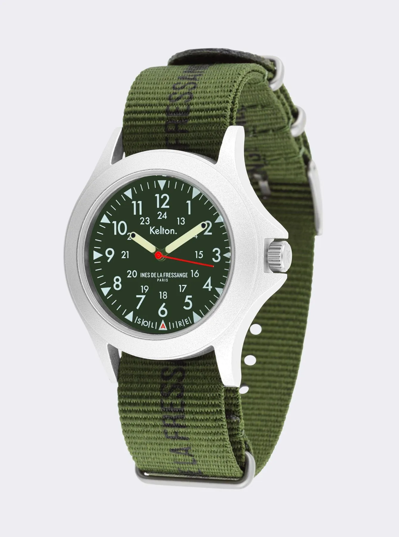 Solaire Field kaki watch Kelton x Ines de la Fressange Paris