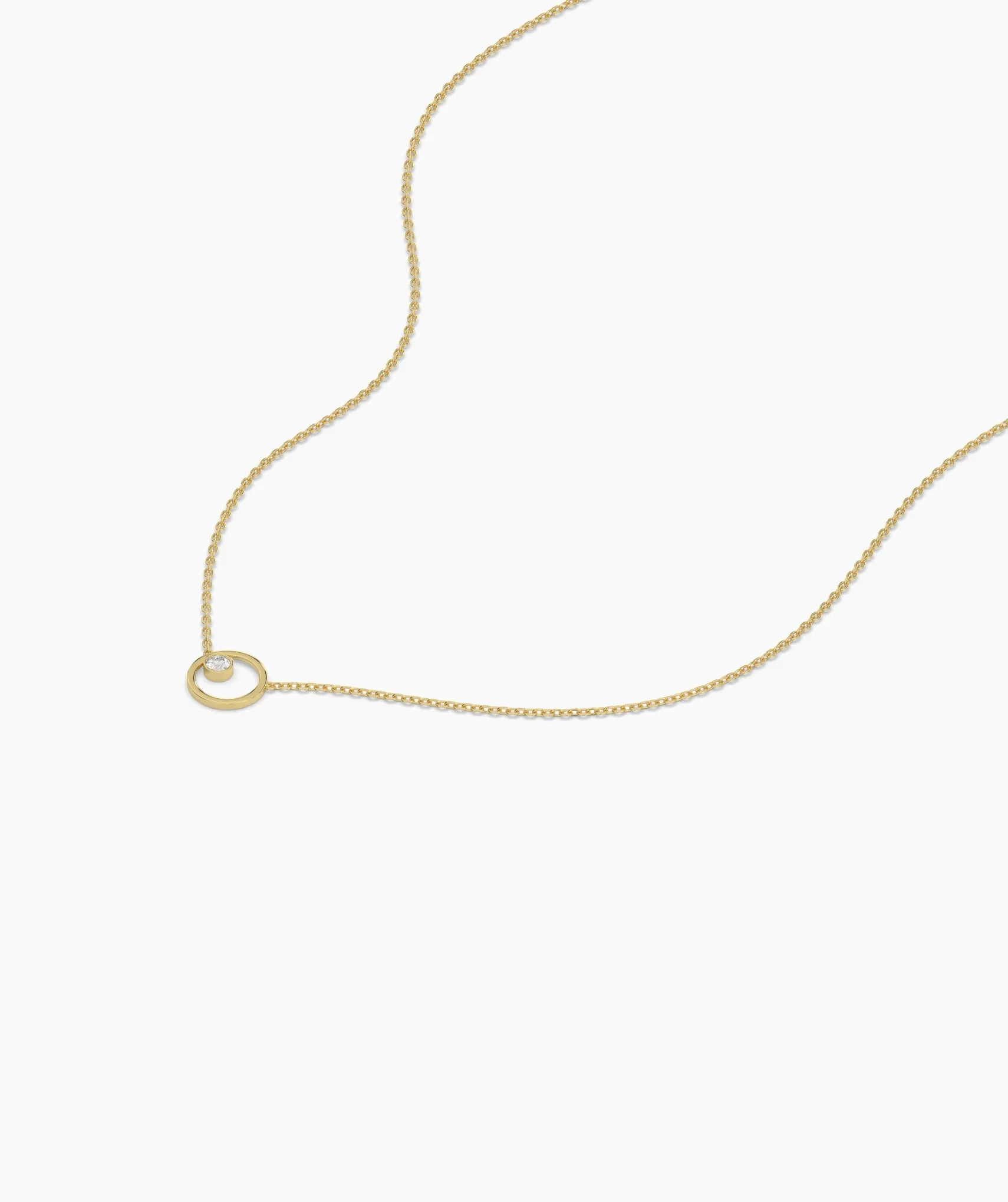 Solid 14k Gold Circle Necklace