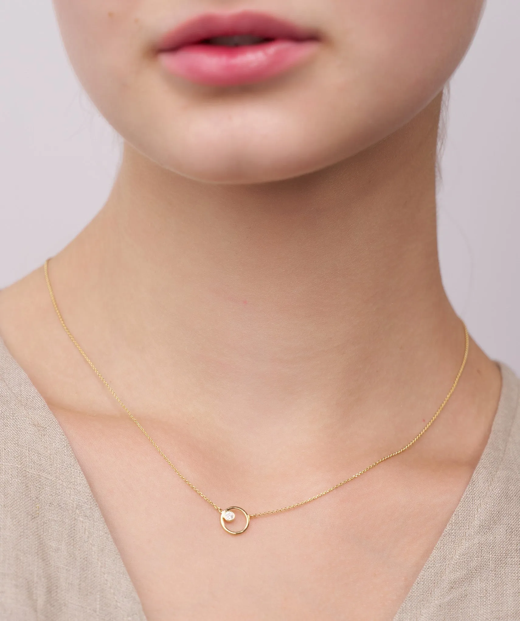 Solid 14k Gold Circle Necklace