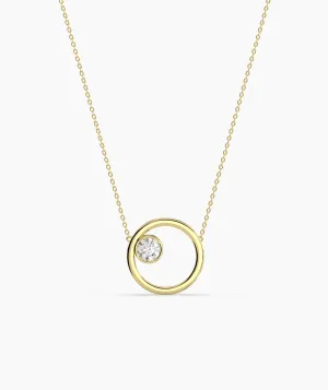 Solid 14k Gold Circle Necklace