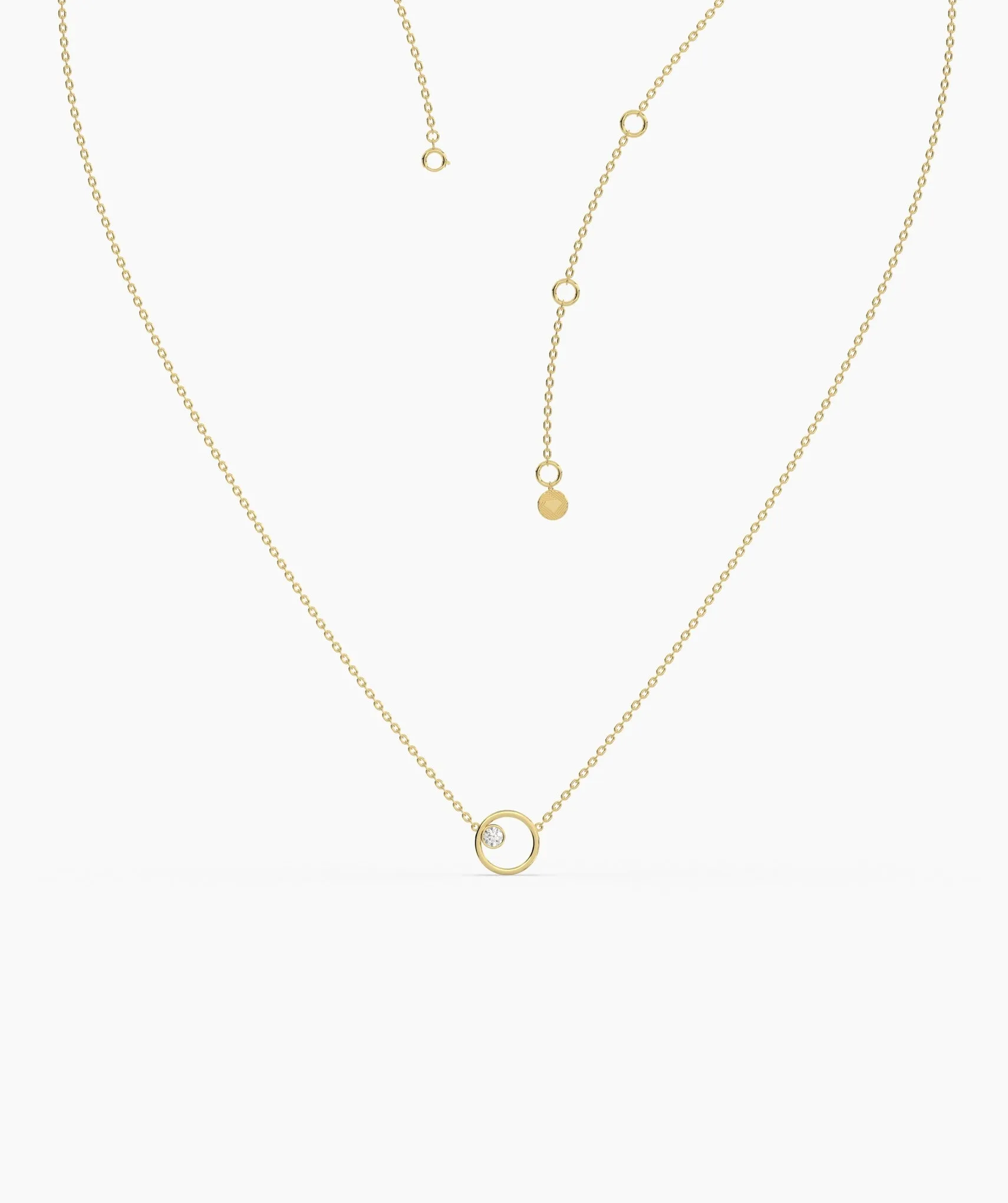 Solid 14k Gold Circle Necklace