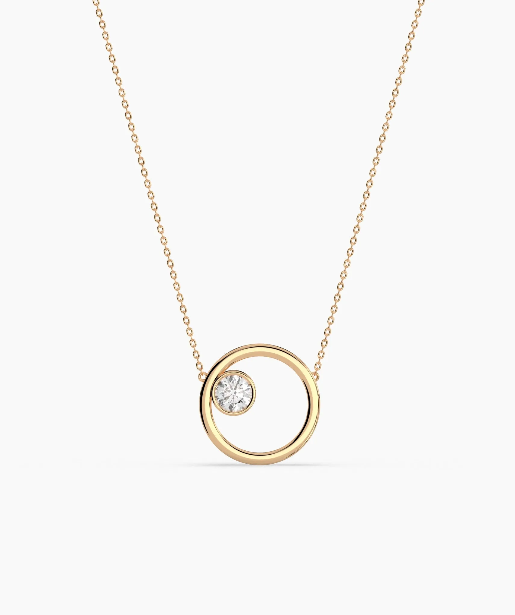 Solid 14k Gold Circle Necklace