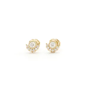 Solitaire Bezel with 6 Stone Diamond Earrings