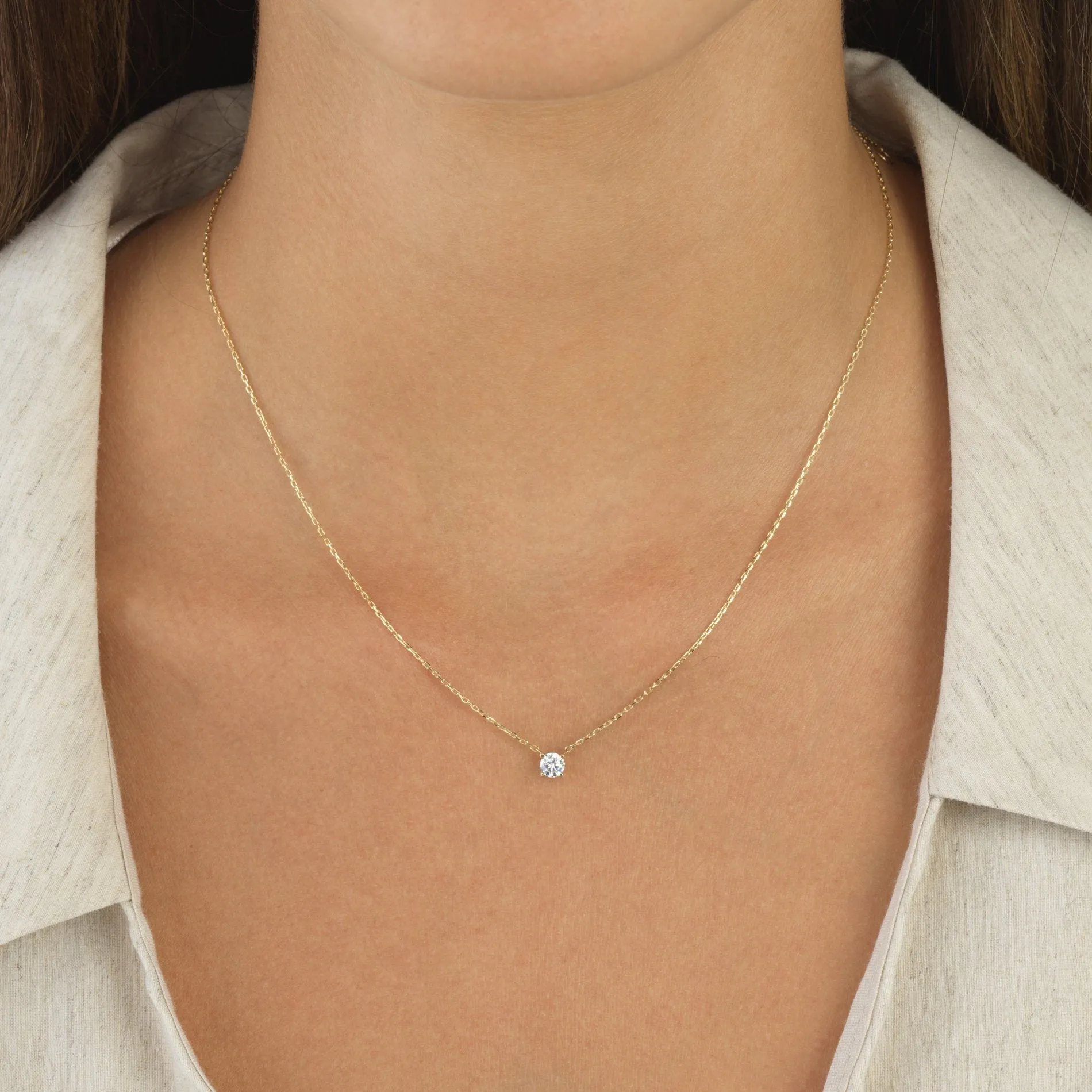 Solitaire Necklace 14K