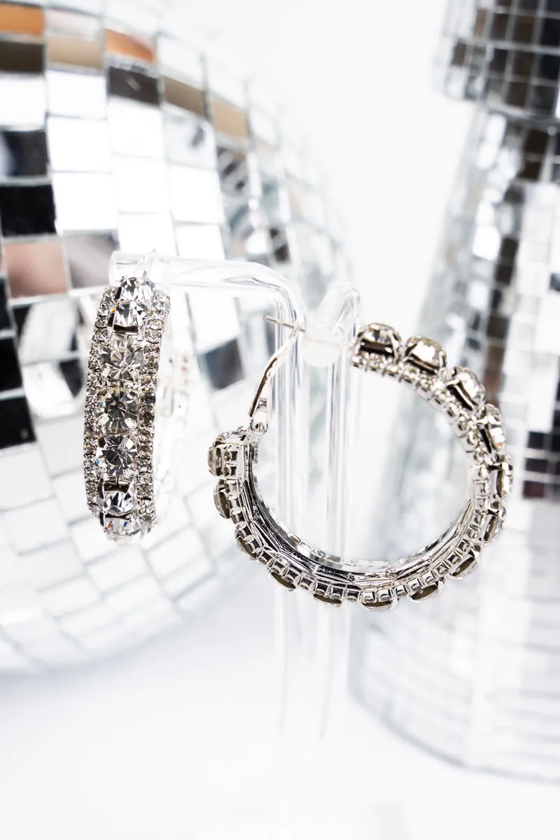 Sparkle and Shine Silvertone Hoop Earrings