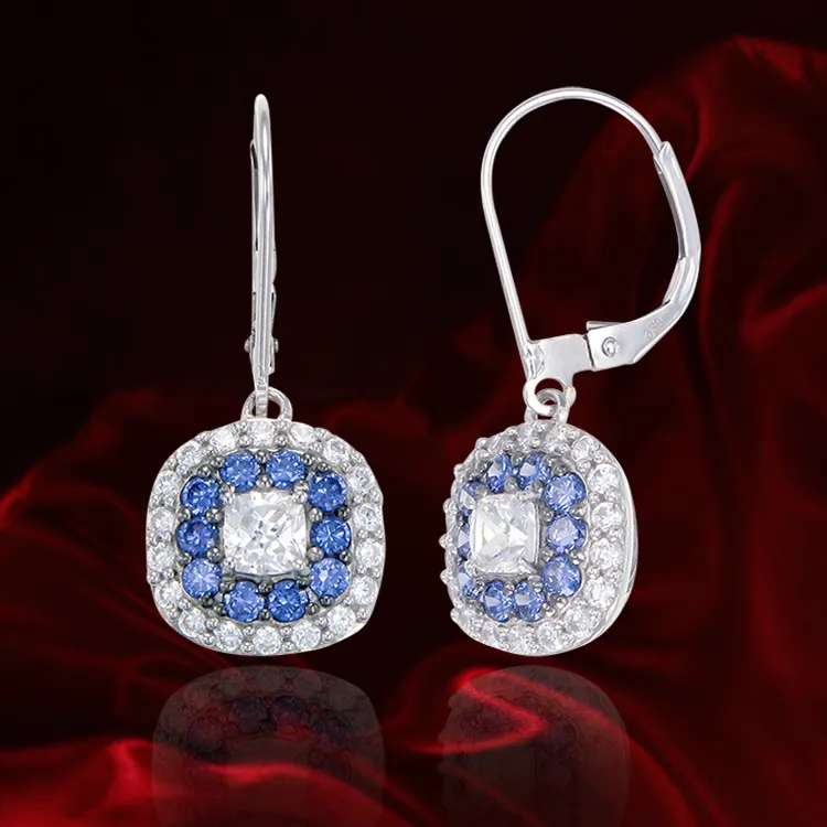 Sparkling Hypnotic White and Blue Tanzanite Earrings