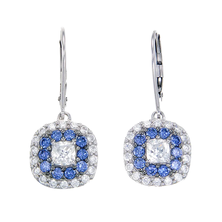 Sparkling Hypnotic White and Blue Tanzanite Earrings