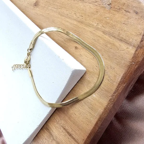 Spiffy & Splendid Luxe Gold Herringbone Bracelet