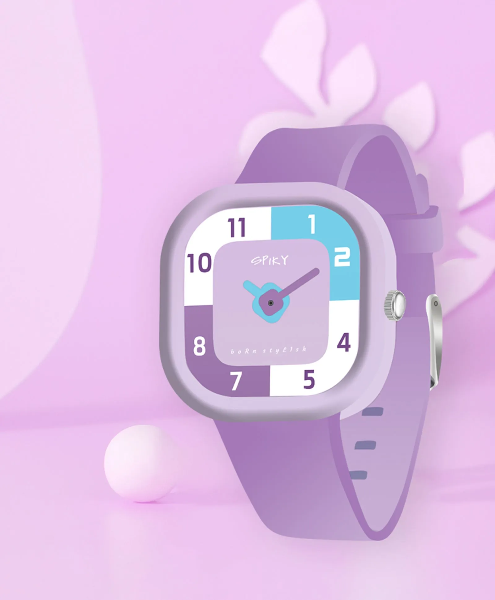 Spiky Eva10 Square Analog Watch for Kids - Purple