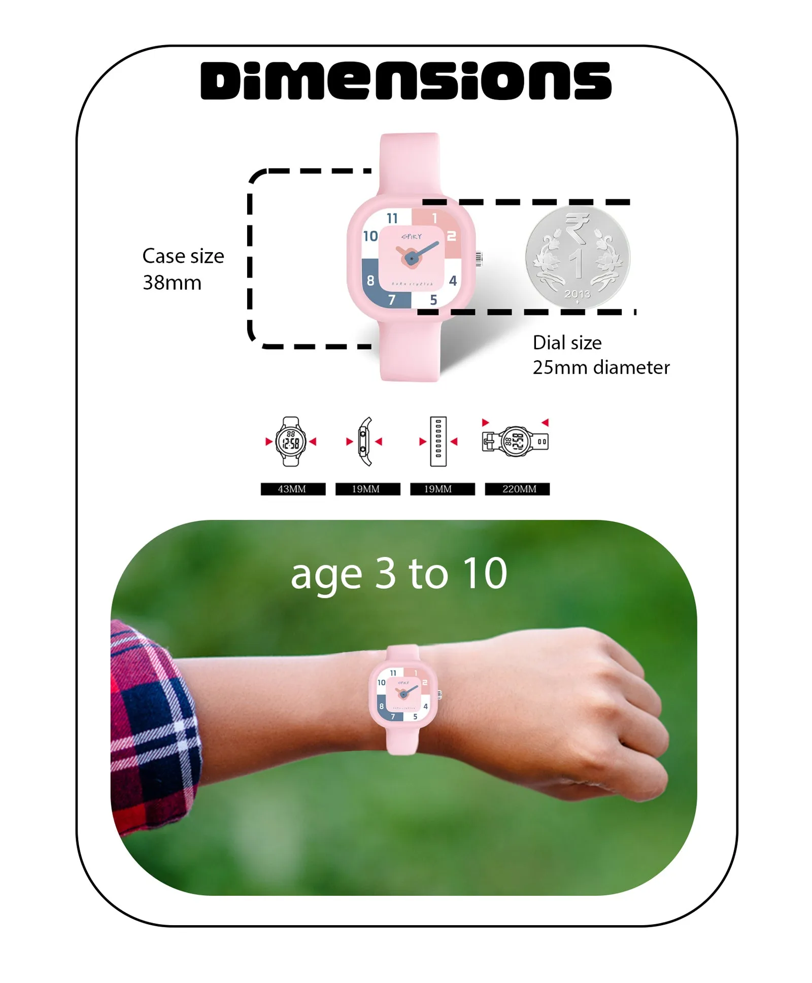 Spiky Eva10 Square Analog Watch for Kids - Purple