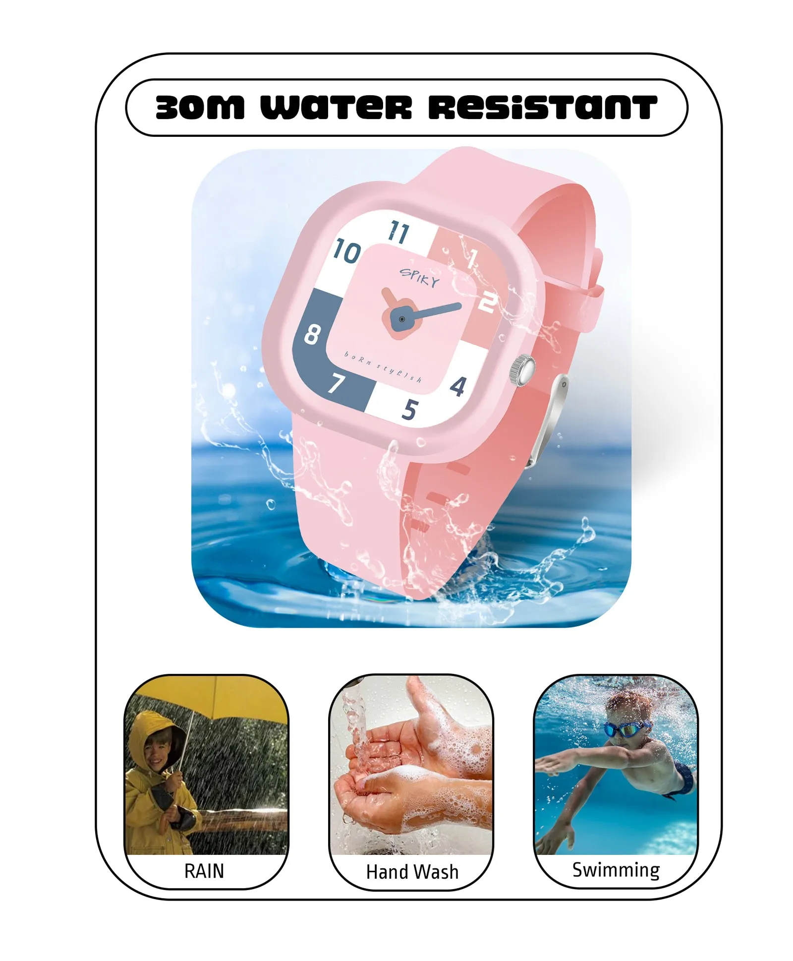 Spiky Eva10 Square Analog Watch for Kids - Purple