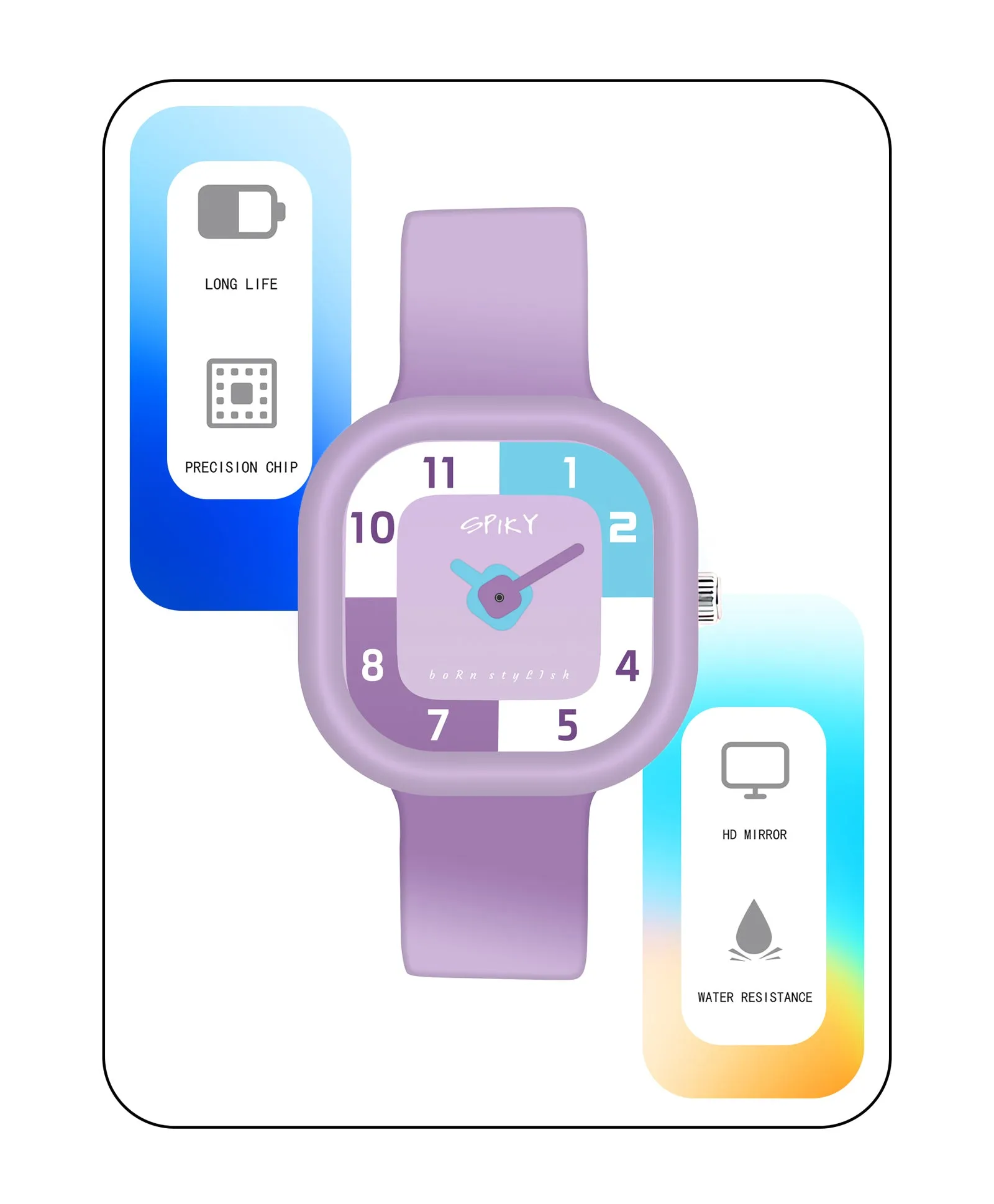 Spiky Eva10 Square Analog Watch for Kids - Purple