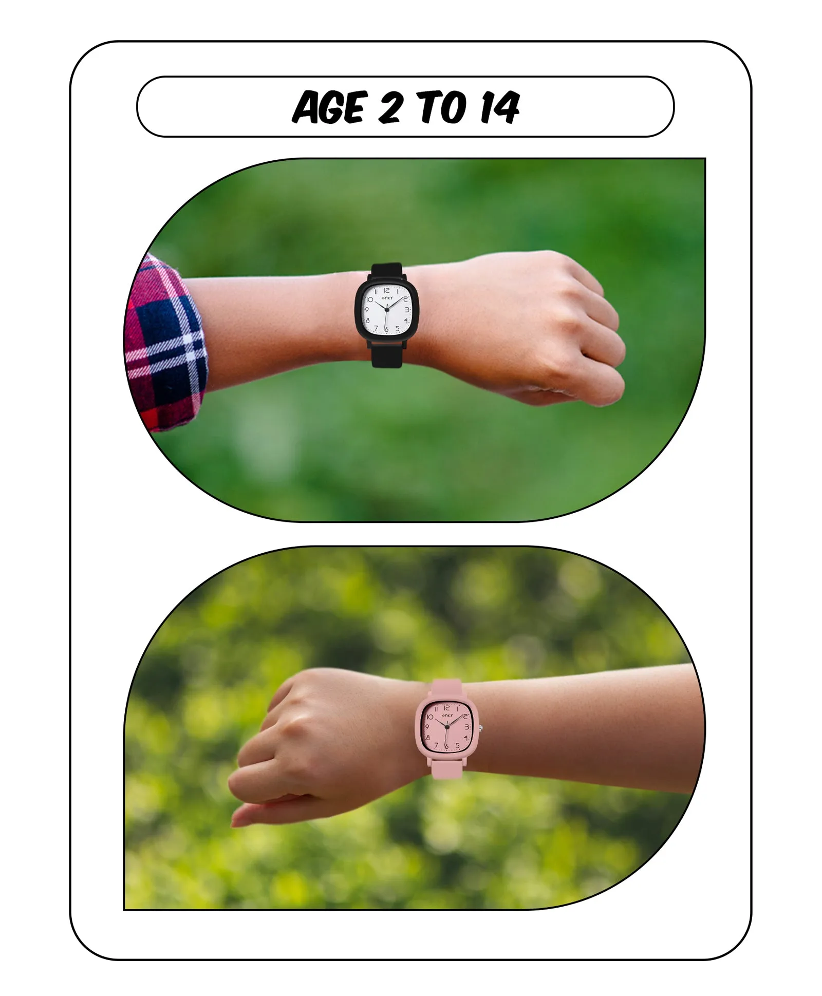 Spiky Eva19 Square Analog Watch for Kids - Black Pink