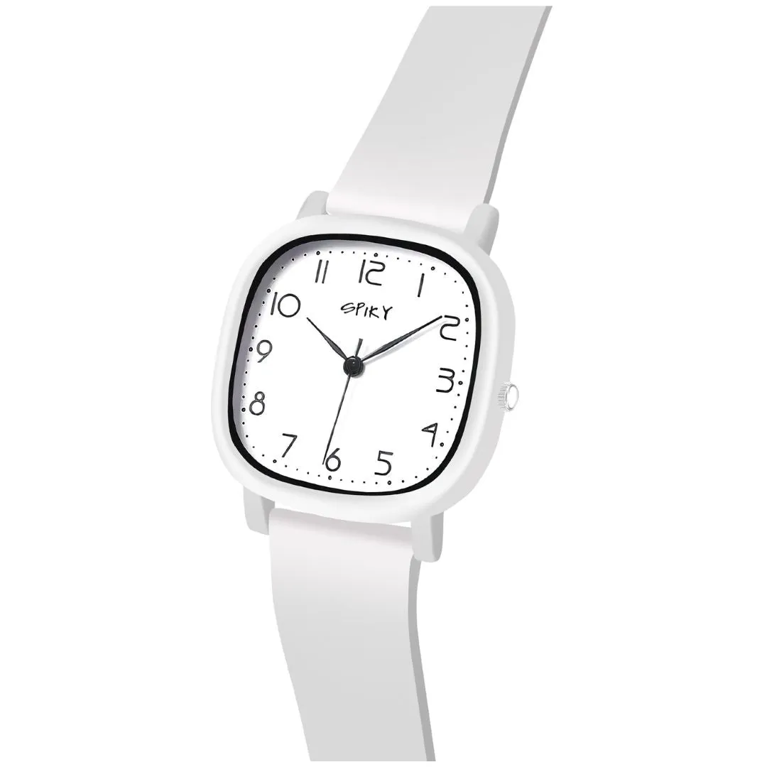 Spiky Eva19 Square Analog Watch for Kids - White