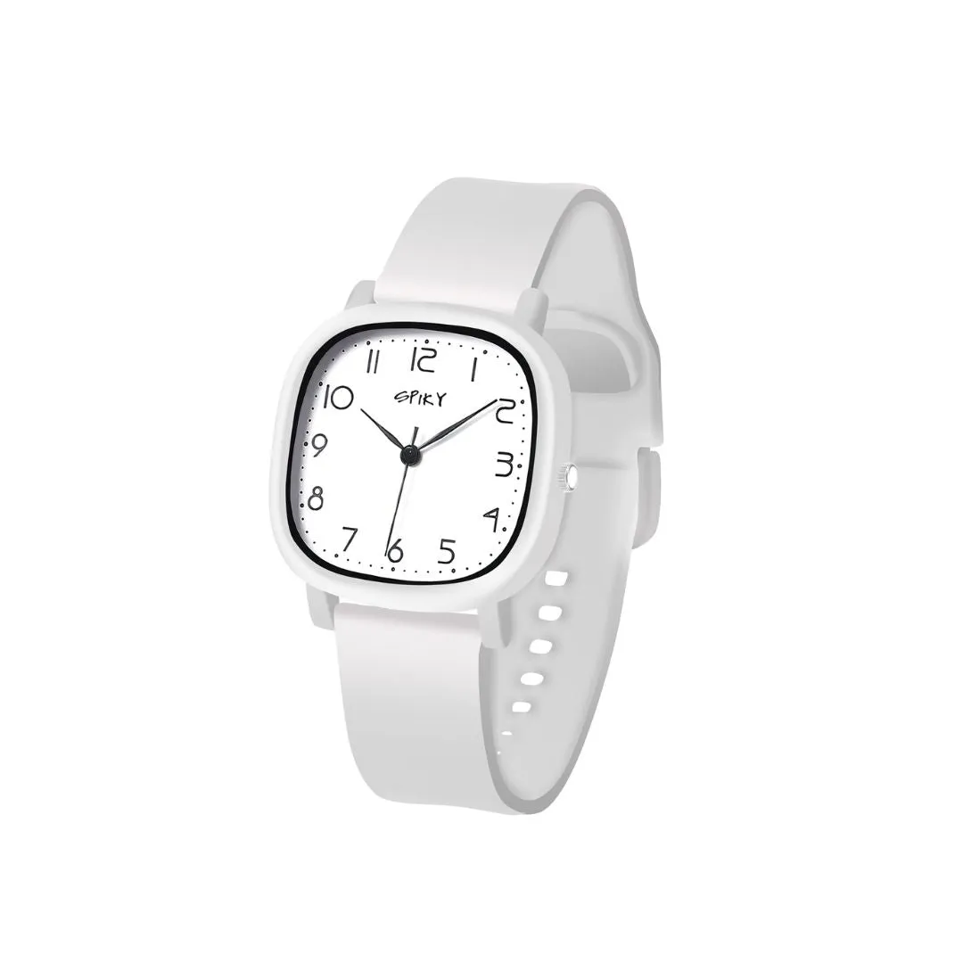 Spiky Eva19 Square Analog Watch for Kids - White