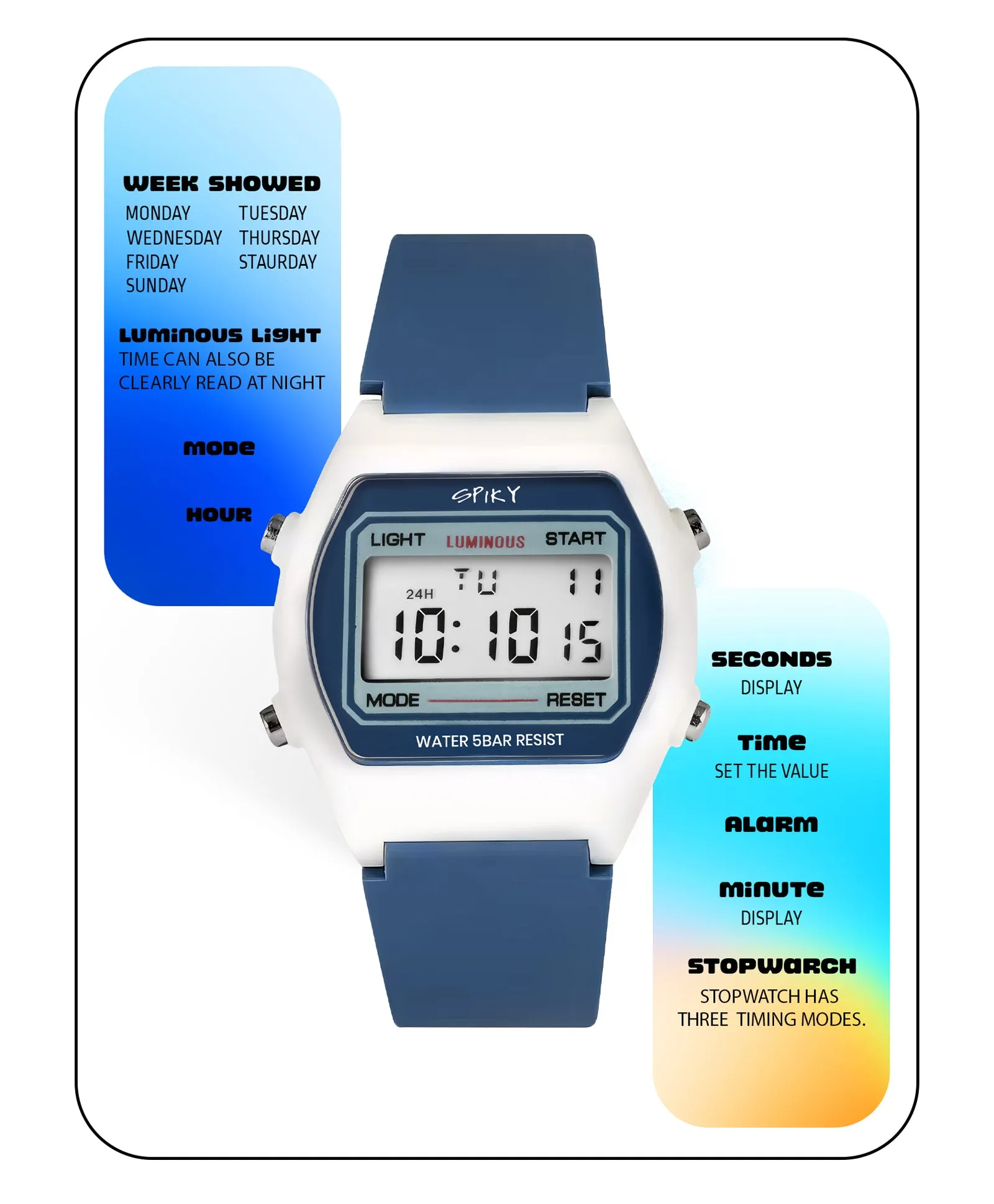 Spiky Eva25 Unique Printed Sports Digital Watch
