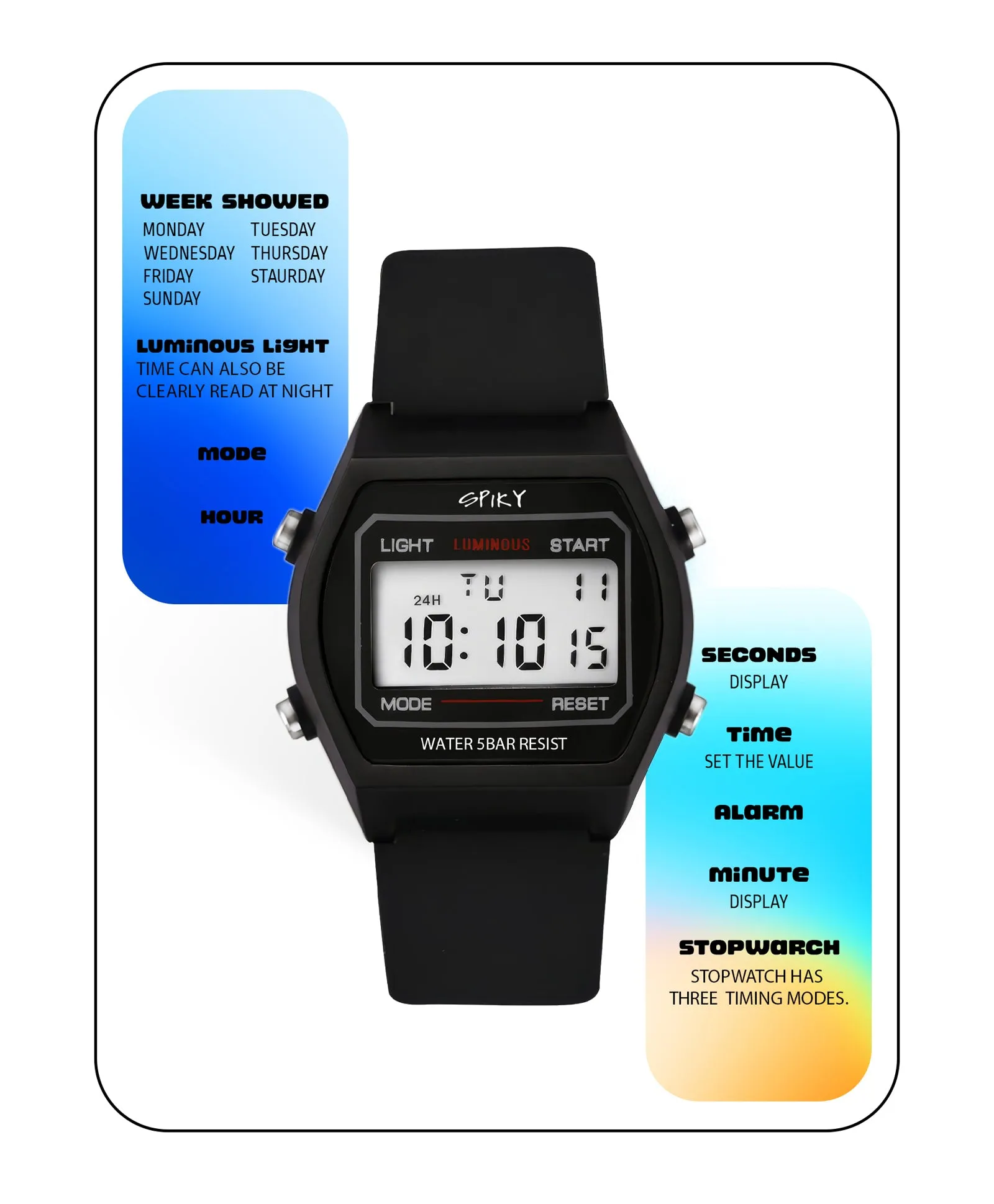 Spiky Eva25 Unique Printed Sports Digital Watch