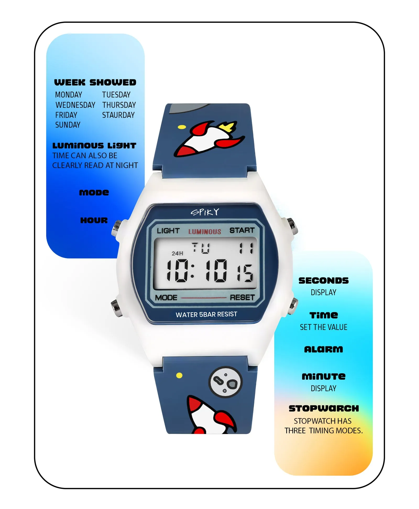 Spiky Eva25 Unique Printed Sports Digital Watch