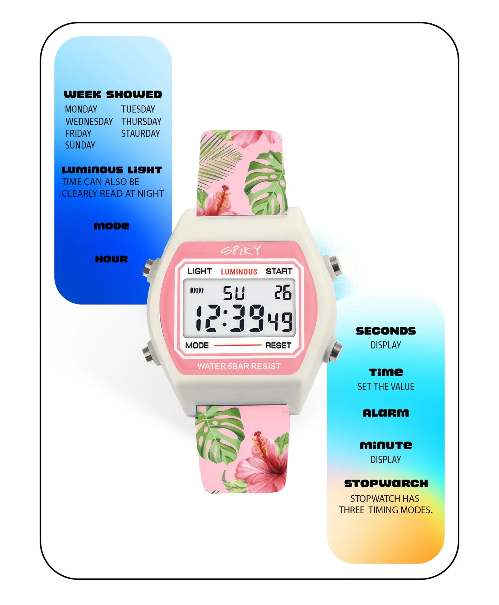 Spiky Eva25 Unique Printed Sports Digital Watch