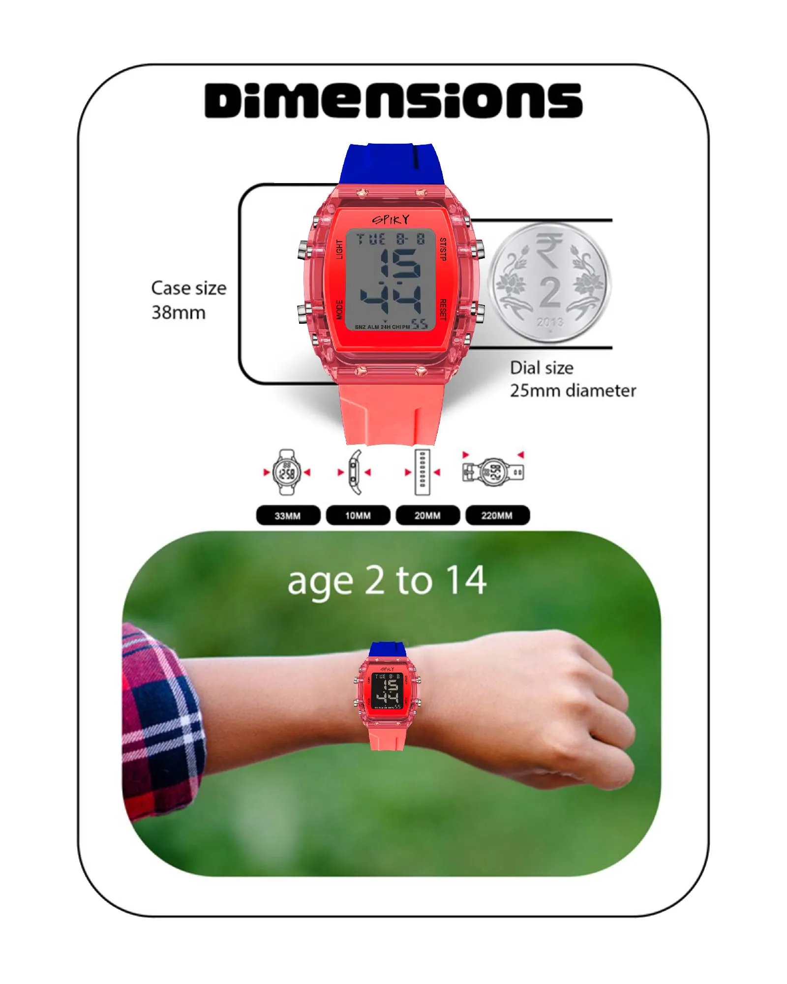 Spiky EVA36 Digital Sports Watch for Kids