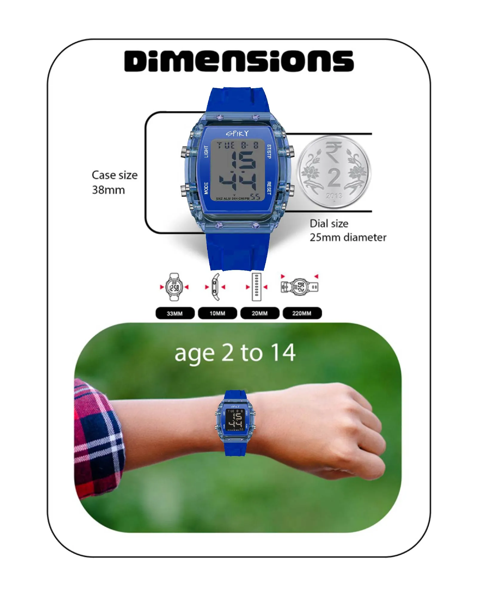Spiky EVA36 Digital Sports Watch for Kids