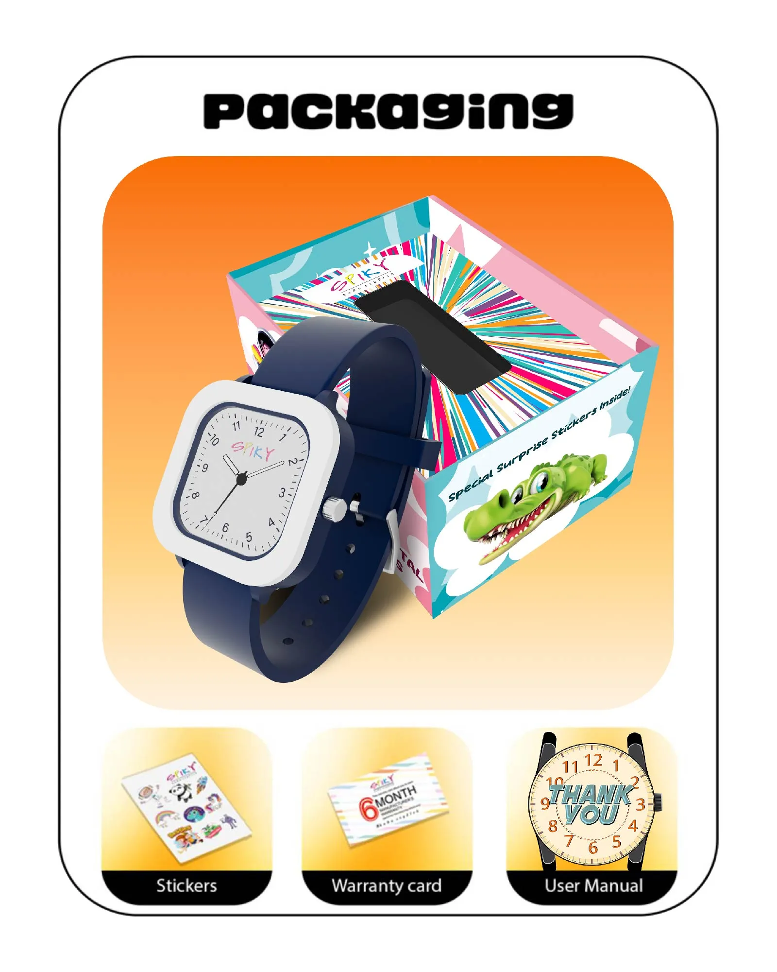 Spiky Eva37 Square Stylish Analog Watch for Kids