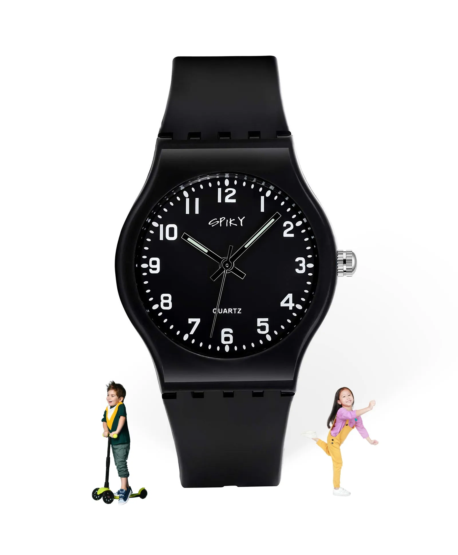Spiky Eva4 Round Analogue Kids Watch - Black