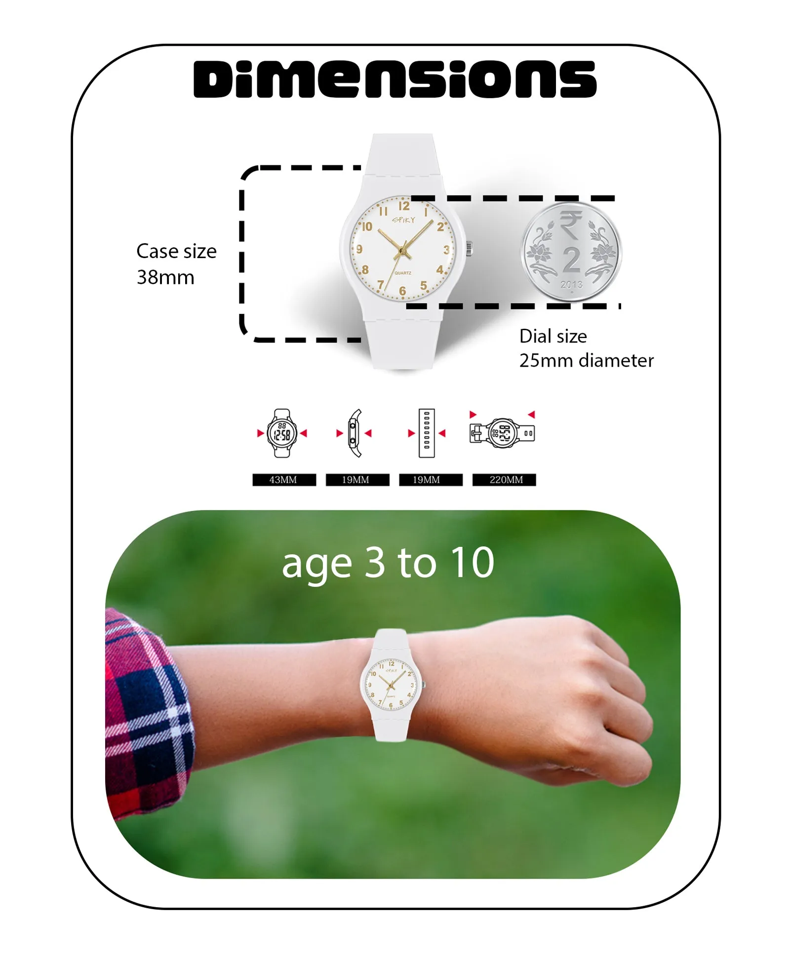Spiky Eva4 Round Analogue Kids Watch - Black