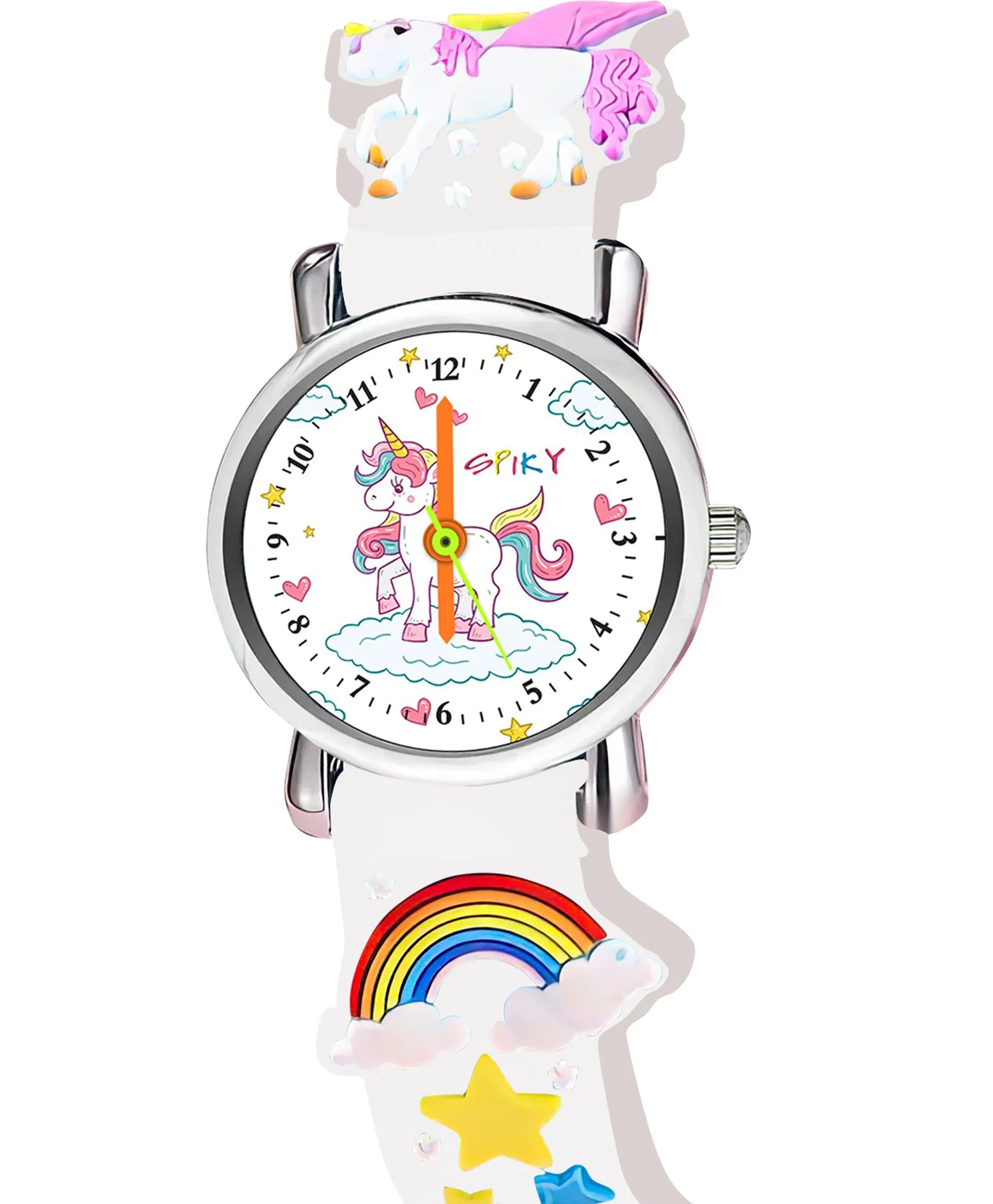 Spiky Eva9 Round Unicorn Strap Analog Watch - White