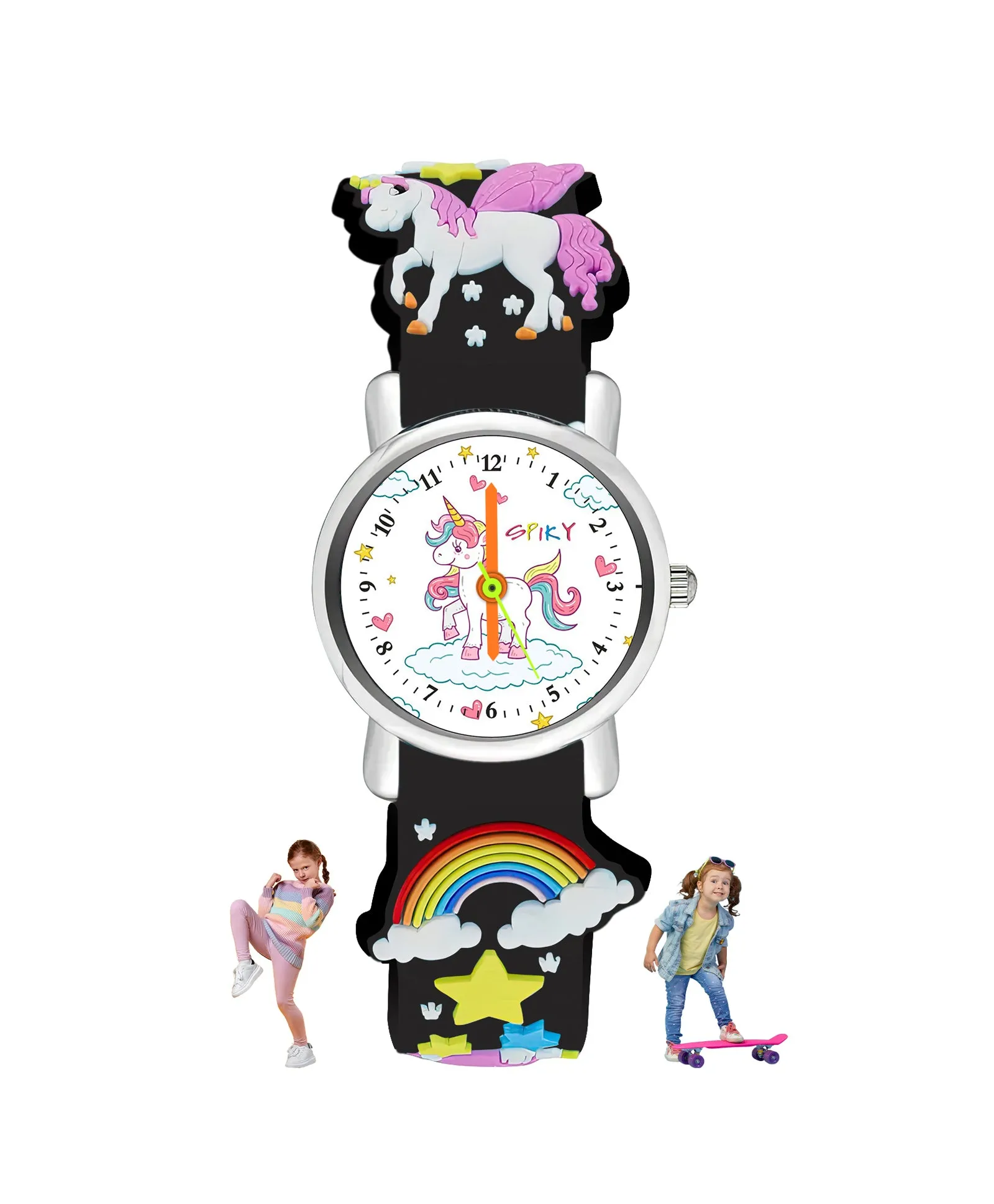 Spiky Eva9 Round Unicorn Strap Analog Watch - White