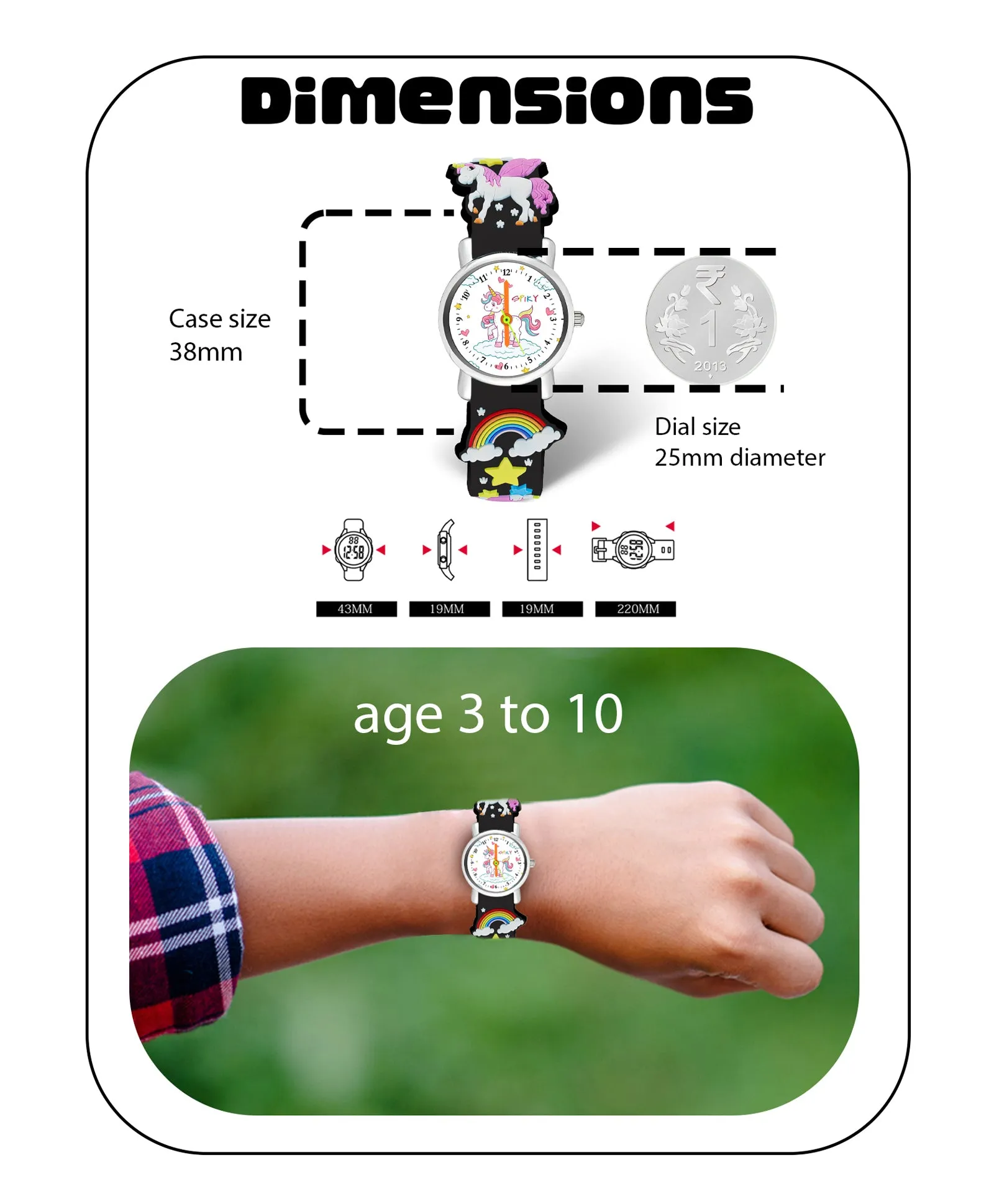 Spiky Eva9 Round Unicorn Strap Analog Watch - White