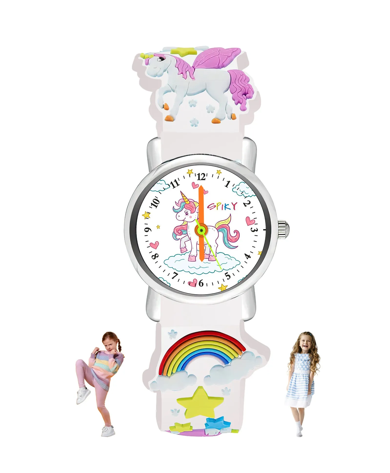 Spiky Eva9 Round Unicorn Strap Analog Watch - White