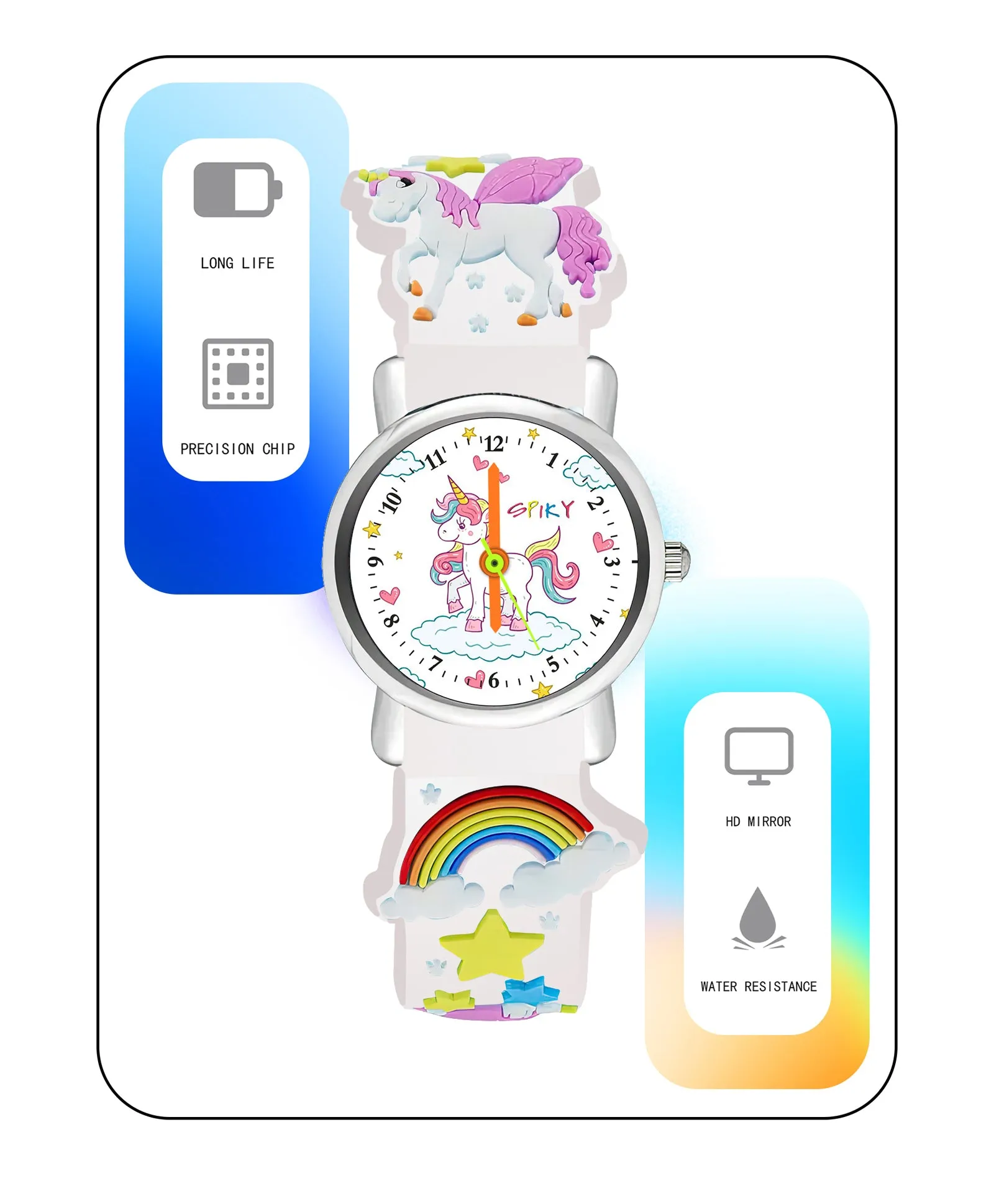 Spiky Eva9 Round Unicorn Strap Analog Watch - White