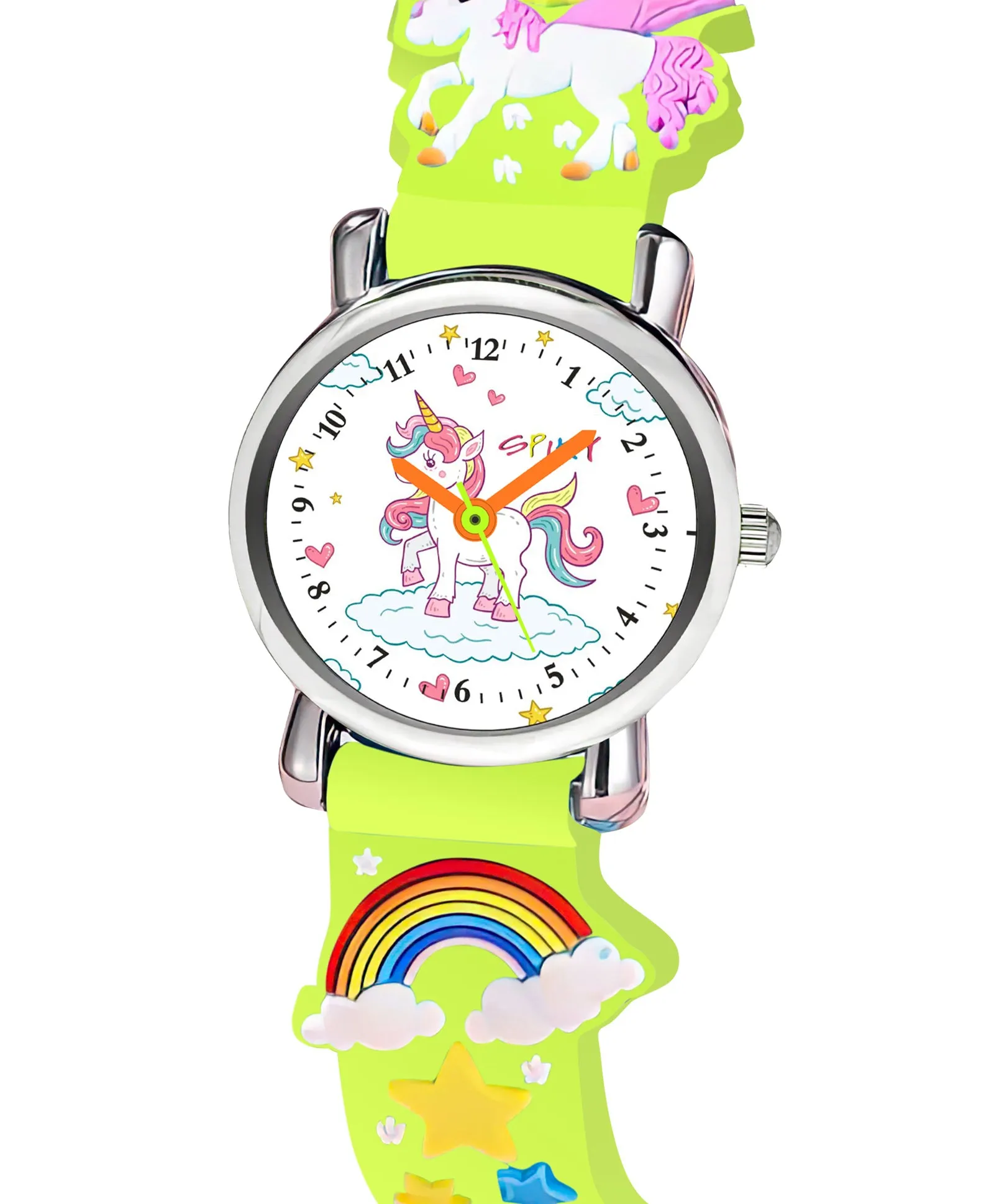 Spiky Eva9 Round Unicorn Strap Analog Watch - White