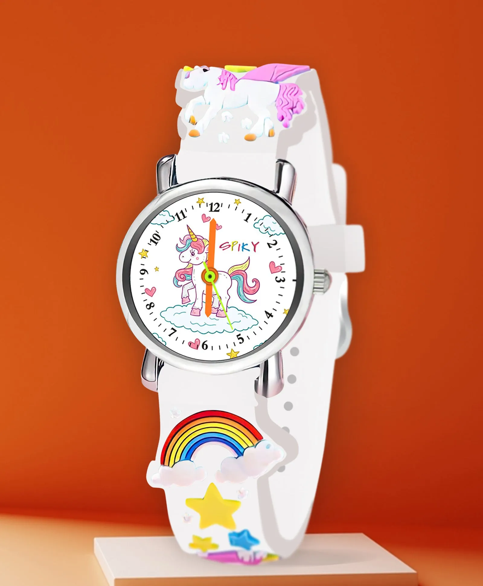 Spiky Eva9 Round Unicorn Strap Analog Watch - White