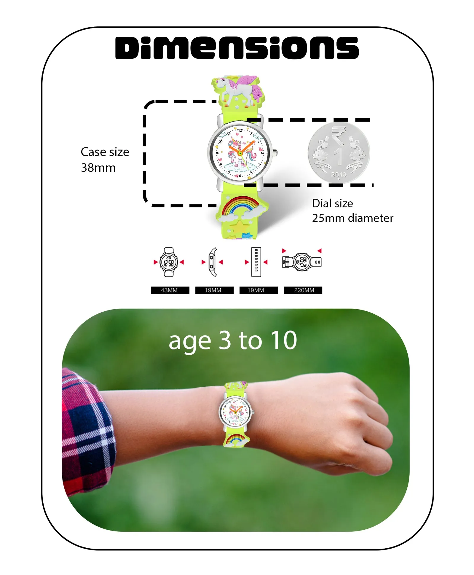 Spiky Eva9 Round Unicorn Strap Analog Watch - White