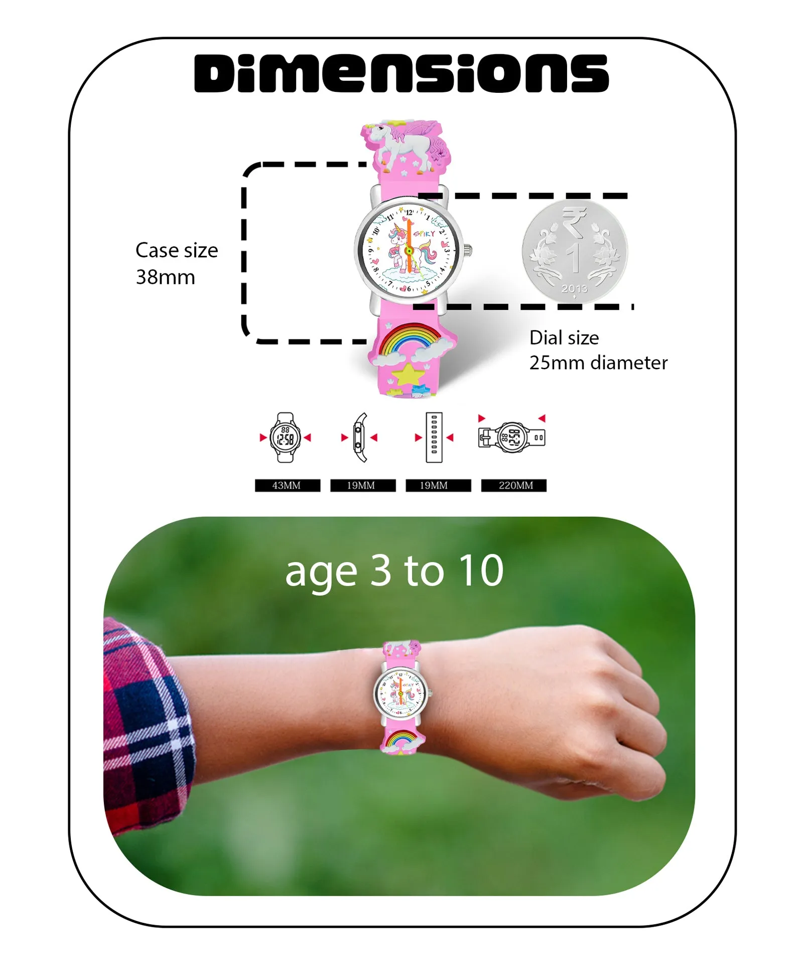 Spiky Eva9 Round Unicorn Strap Analog Watch - White