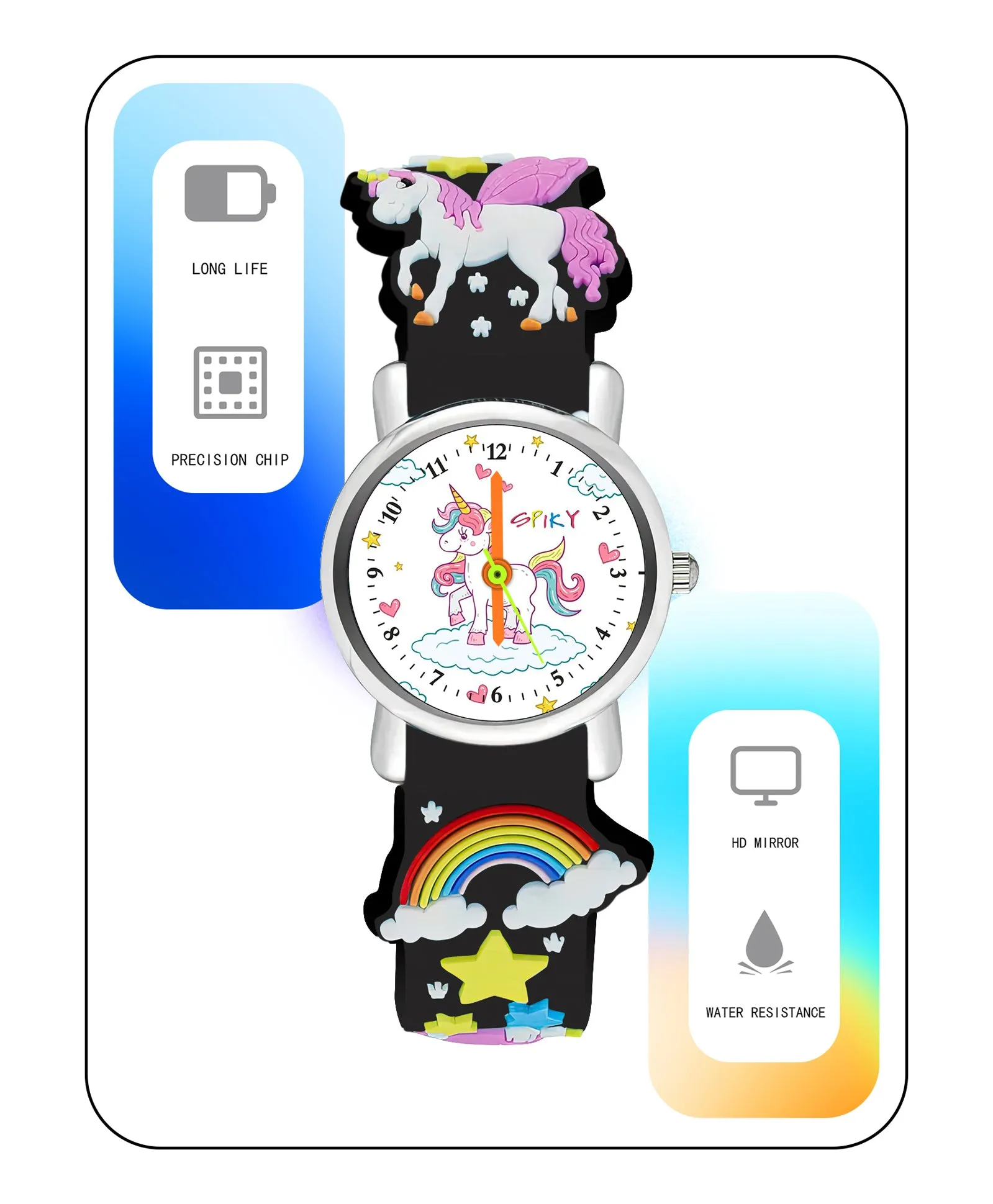 Spiky Eva9 Round Unicorn Strap Analog Watch - White