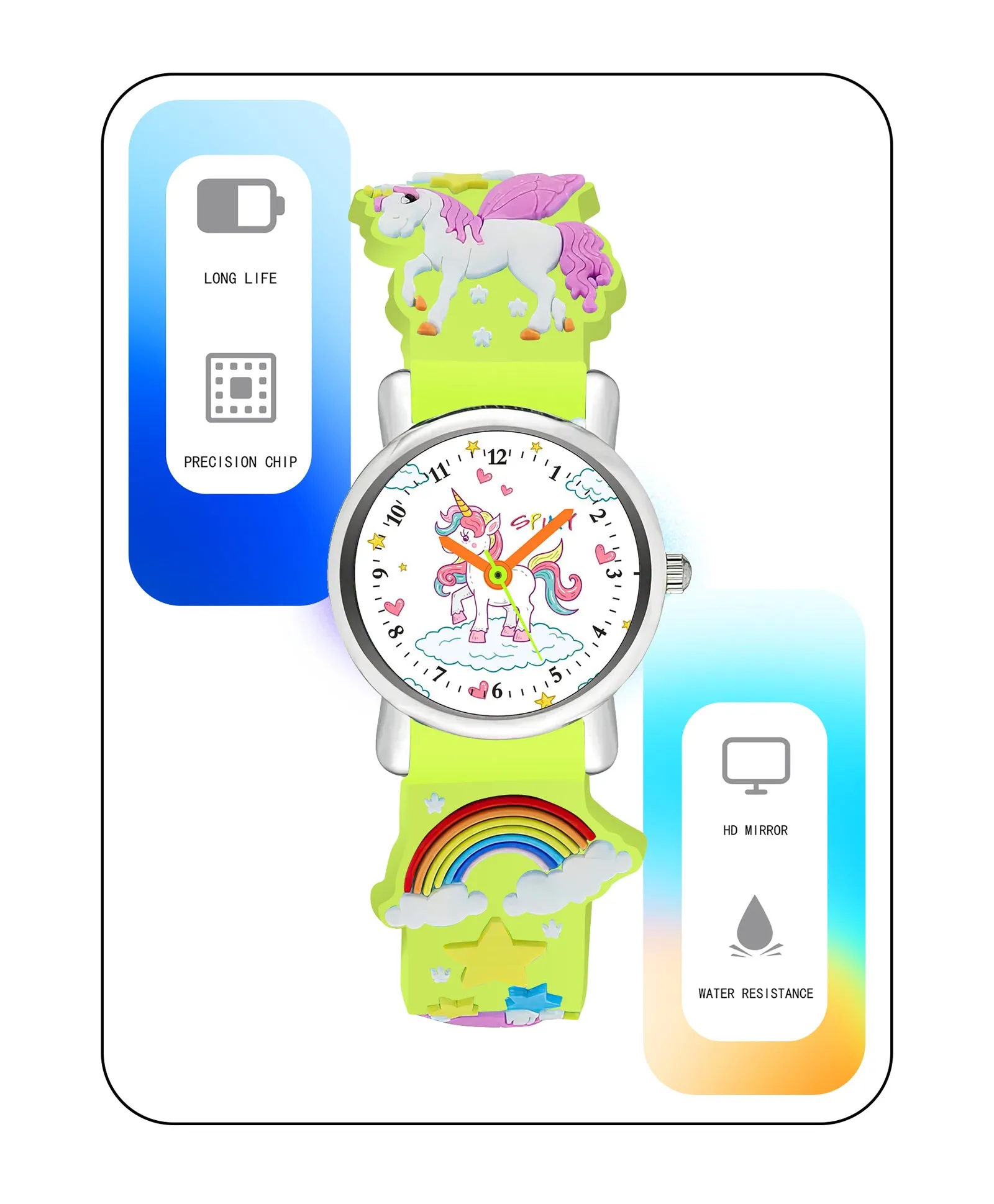 Spiky Eva9 Round Unicorn Strap Analog Watch - White