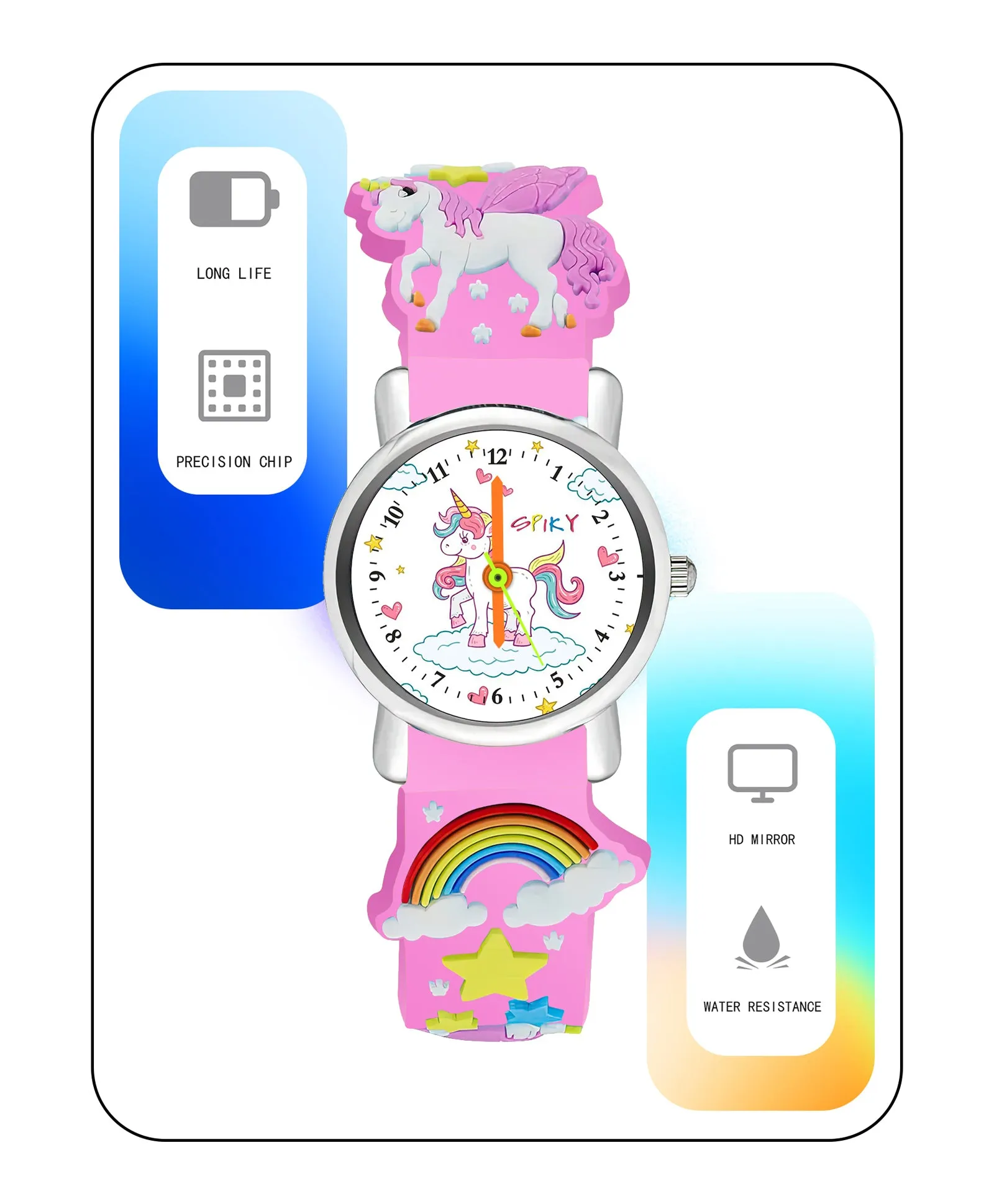 Spiky Eva9 Round Unicorn Strap Analog Watch - White